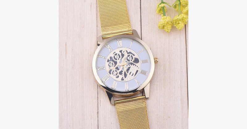 Simple Golden Stainless Steel Thin Strap Watch - FREE SHIP DEALS