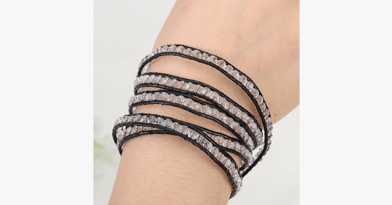 Black on Clear Crystal Wrap Bracelet - FREE SHIP DEALS