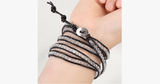 Black on Clear Crystal Wrap Bracelet - FREE SHIP DEALS