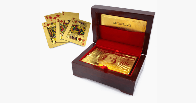 24K Gold-Plated Playing Cards with Optional Case - FREE SHIP DEALS