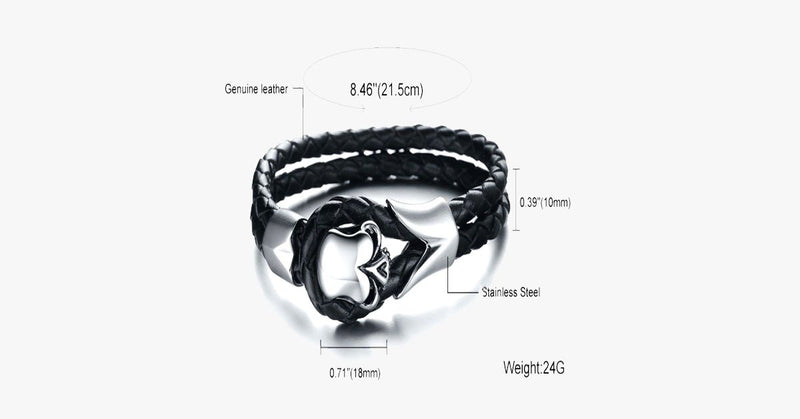 Dirty Skull Black Leather Men's Bracelet - FREE SHIP DEALS