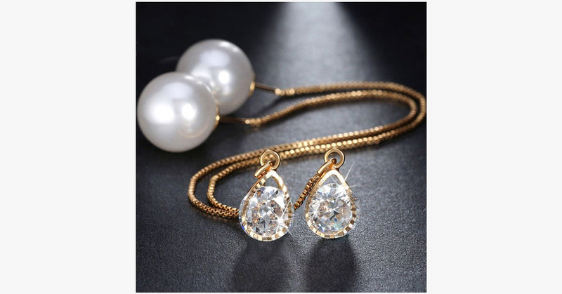 Water Drop Austrian Crystal Long Earrings - FREE SHIP DEALS