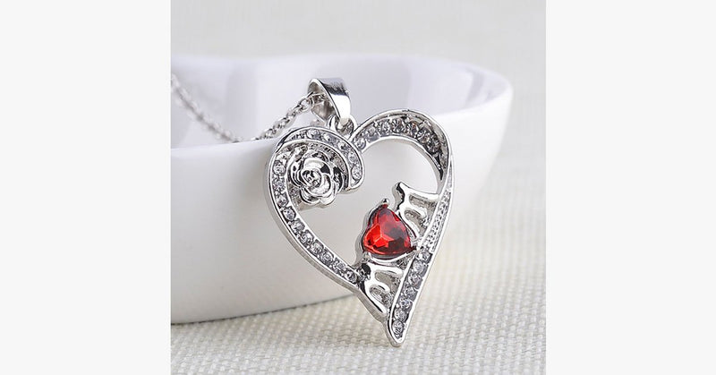 Red Heart Mom Pendant