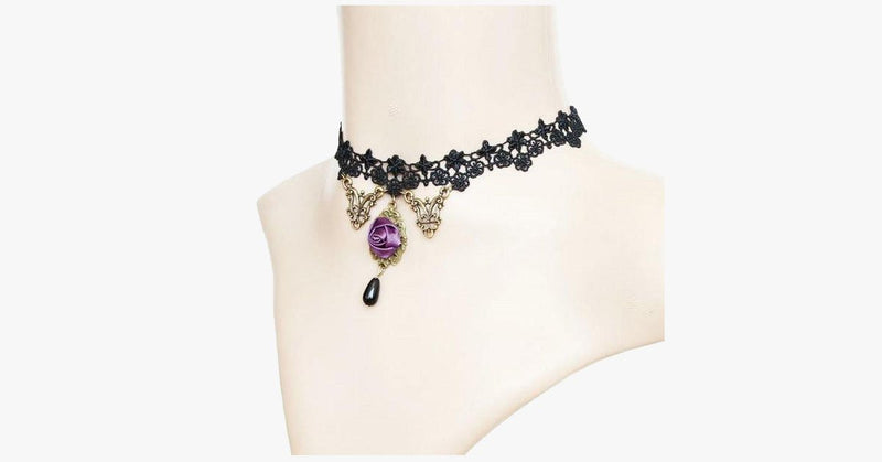 Violet Rose Black Lace Choker - FREE SHIP DEALS