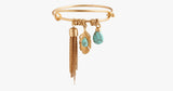 Vintage Turquoise Tassel Bangle 14K Gold Plated - FREE SHIP DEALS