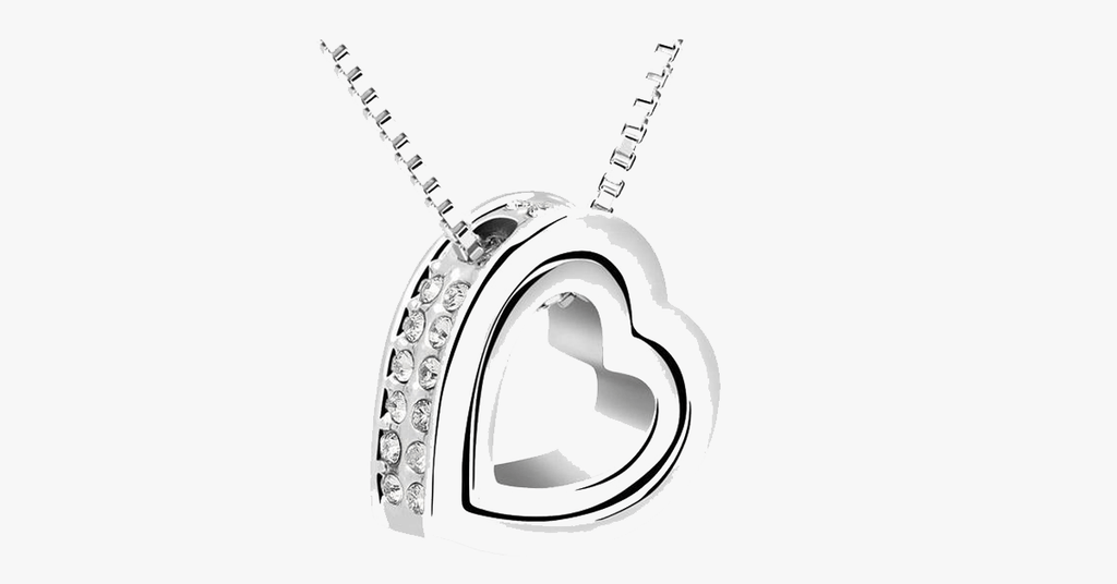Double Heart Pendant - White Gold - FREE SHIP DEALS