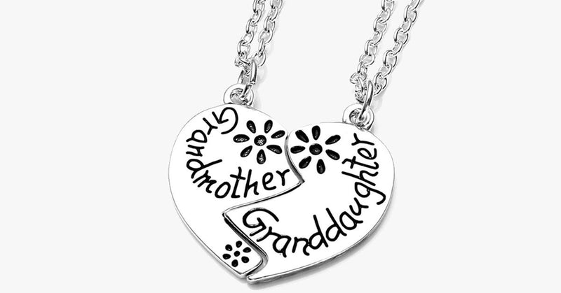 Love Heart Grandmother Granddaughter Pendant Necklace - FREE SHIP DEALS