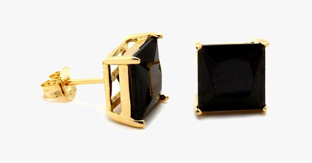 Gold and Black Princess Cut Studs - FREE SHIP DEALS