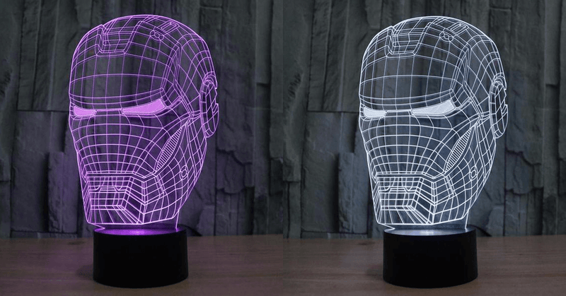 Marvel Inspired Iron Man Head Bust 3D Optical Illusion Lamp