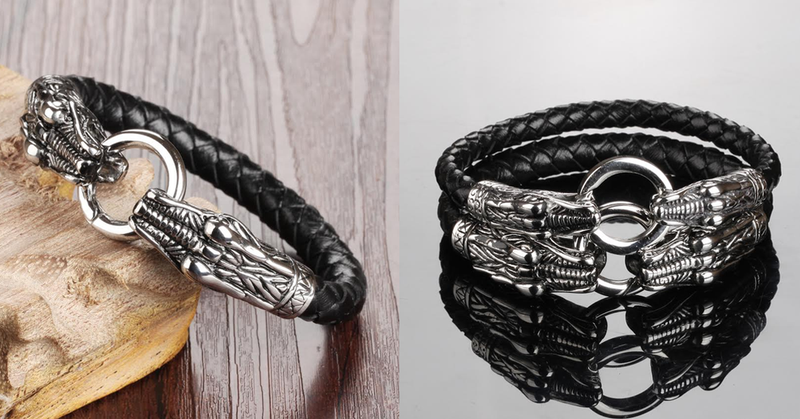 Game Of Thrones Inspired Double Dragon Stainless Steel Men's Bracelet