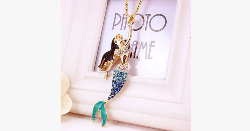 Mermaid Blue Rhinestone Pendant