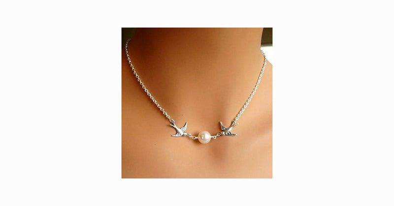 Bird Pearl Collarbone Length Necklace - FREE SHIP DEALS