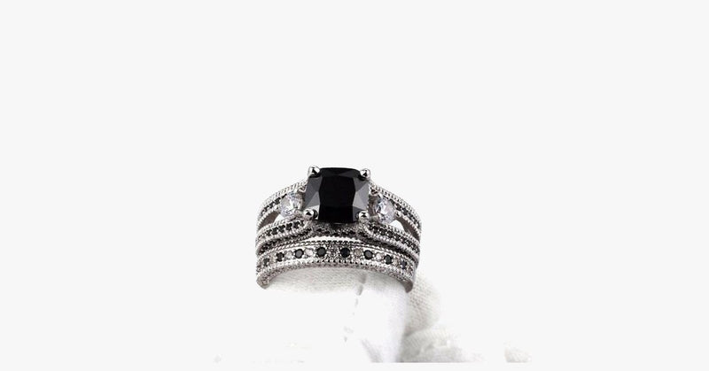Black Agate Square Ring - FREE SHIP DEALS