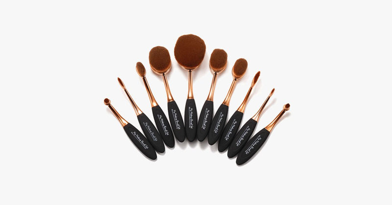 Black and Gold Oval Brush Set - FREE SHIP DEALS