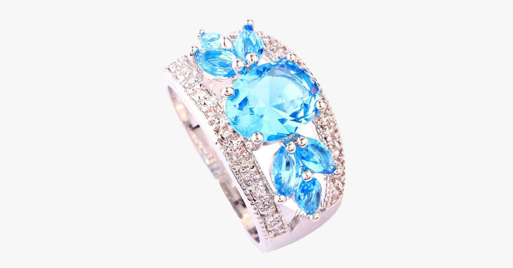 Fancy Oval Cut Aquamarine Ring - FREE SHIP DEALS