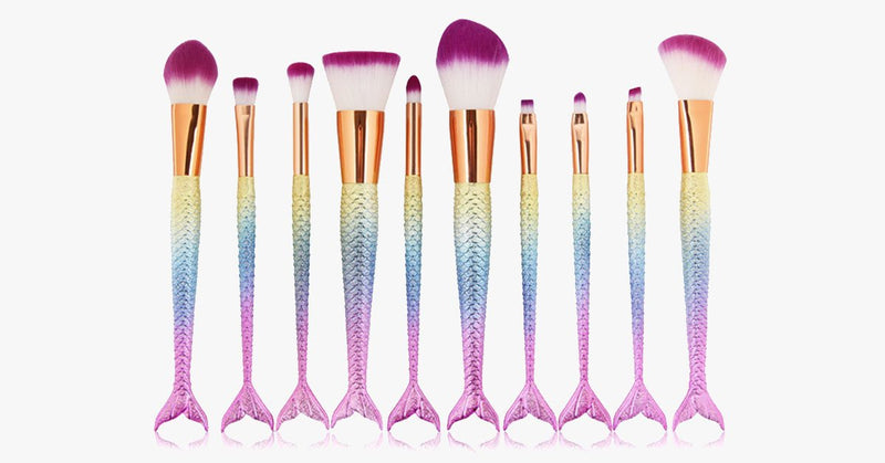 Mermaid Tail Rainbow Brush Set
