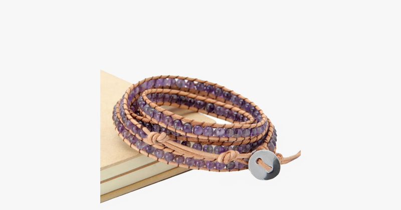 4MM Amenthyst Natural Stone Wrap Bracelet - FREE SHIP DEALS