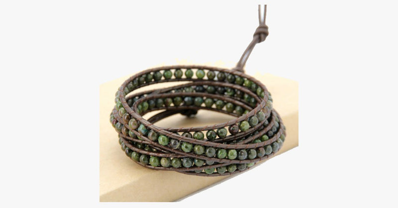 4MM  Natural Jasper Stone Wrap Bracelet - FREE SHIP DEALS