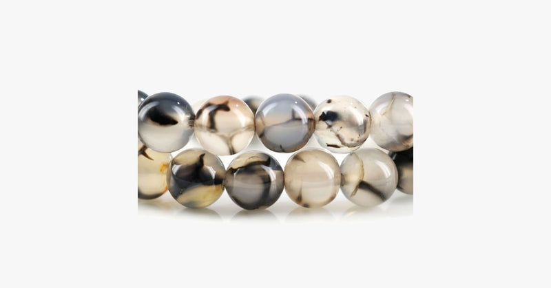 Black White Texture Onyx Chalcedony Beads Bracelet/Necklace - FREE SHIP DEALS