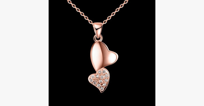 Romantic Double Heart Crystal Pendant Necklace
