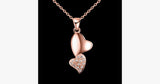 Romantic Double Heart Crystal Pendant Necklace