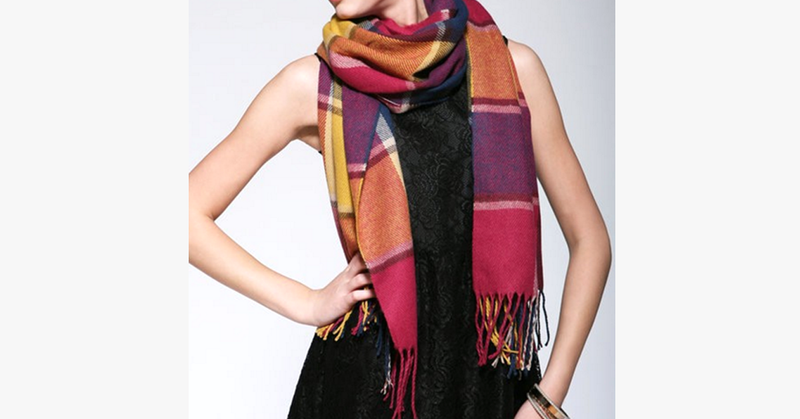 Plaid Style Wool Scarf and Shawl - Assorted Colors