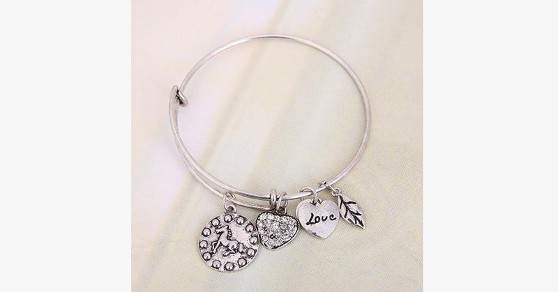 Horse Love Charm Bangle