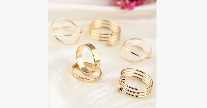 6pc Gold Stackable Ring Set - FREE SHIP DEALS