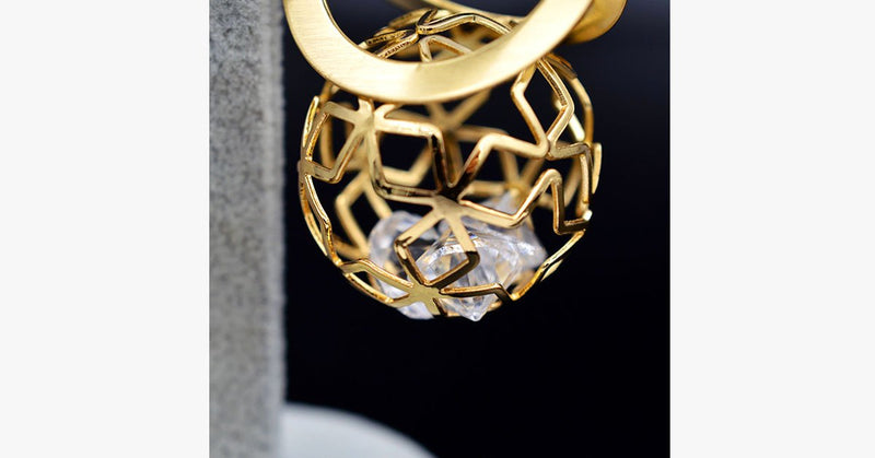 Hollow Crystal Ball Dangle Drop Earrings - FREE SHIP DEALS