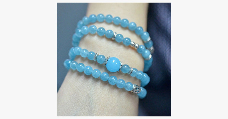 Blue Agate Beaded Aquamarine Bracelet - FREE SHIP DEALS