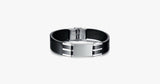 Genuine Leather Bold Men's Stainless Steel Bracelet