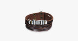 Genuine Leather Heavy Charm Men's Stainless Steel Bracelet