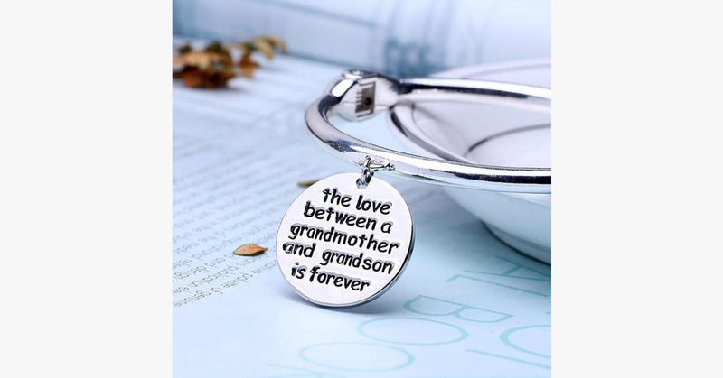 The Love Between Grandmother and Grandson Bangle - Silver