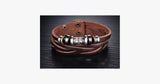 Genuine Leather Heavy Charm Men's Stainless Steel Bracelet