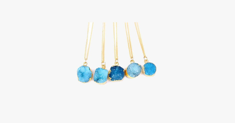 Blue Druzy Stone Necklace - FREE SHIP DEALS