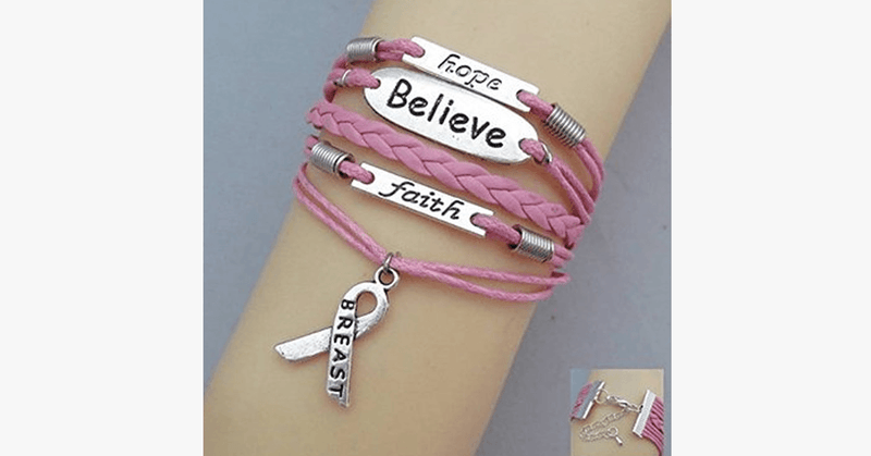 Hope Believe and Faith - Show Your Support Breast Cancer - FREE SHIP DEALS