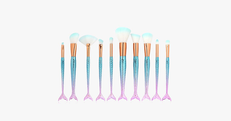 Blue Mermaid Brush Set with FREE Contour Brush - FREE SHIP DEALS