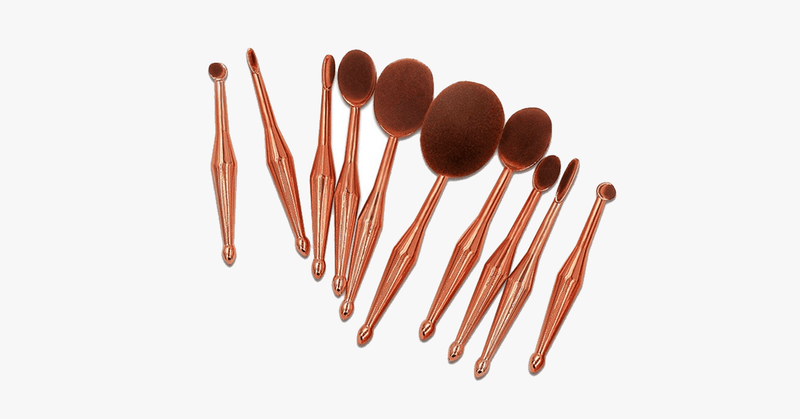 10 Piece Metallic Gold Oval Brush Set - FREE SHIP DEALS