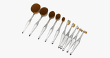10 Piece Metallic Silver Oval Brush Set - FREE SHIP DEALS