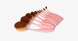 10 Piece Soft Pink Oval Brush Set - FREE SHIP DEALS