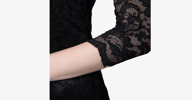 Women's Slim Fit 3/4-Sleeved O-Neck Lace Dress - FREE SHIP DEALS