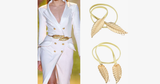 Vintage Metal Leaves Elastic Waist Belt Strap - Gold or Silver - FREE SHIP DEALS