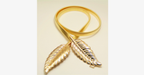 Vintage Metal Leaves Elastic Waist Belt Strap - Gold or Silver