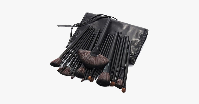 32 Piece Makeup Brush Set with Case in BLACK - FREE SHIP DEALS