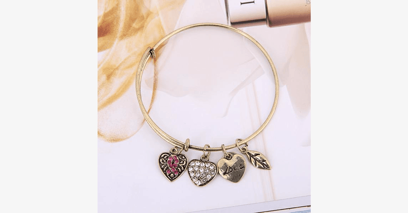 Pink Ribbon Charm Bangle