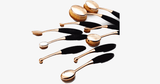 10 Piece Black and Gold Oval Brush Set - FREE SHIP DEALS