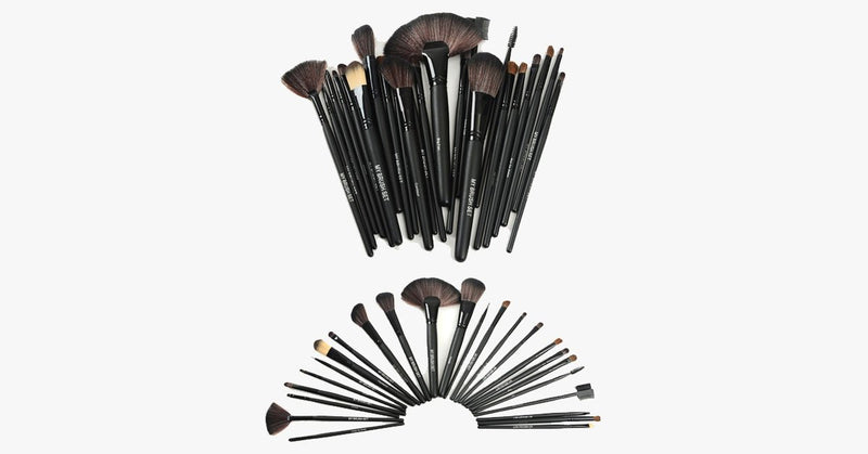 24 Piece Jet Black Make Up Brush Set - FREE SHIP DEALS