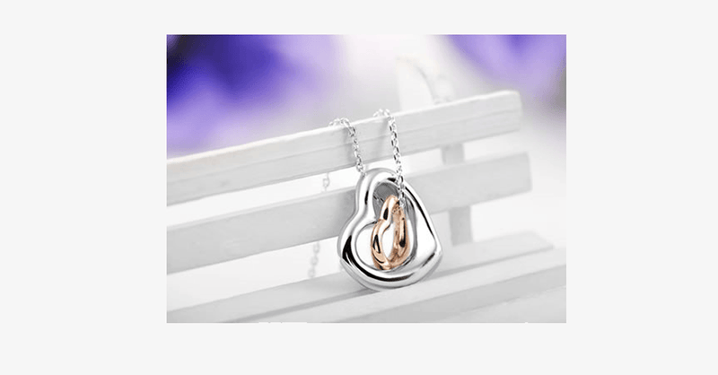 Double Heart Gold-Silver Overlay Pendant - FREE SHIP DEALS