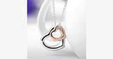 Double Heart Gold-Silver Overlay Pendant - FREE SHIP DEALS