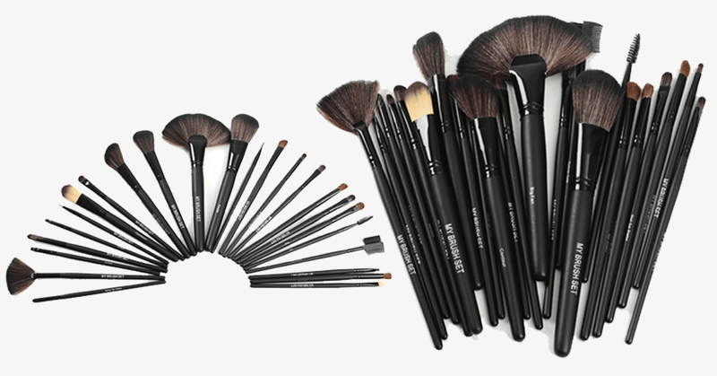 Jet Black MakeUp Brush Set with Free Case - FREE SHIP DEALS